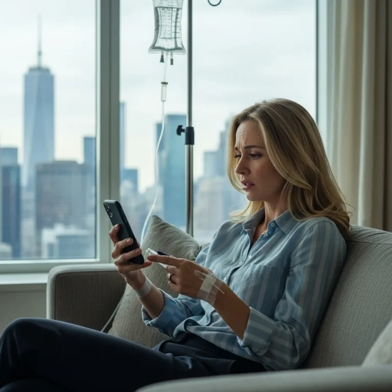 mobile iv therapy in nyc woman getting glutathione infusion that is not fda approved